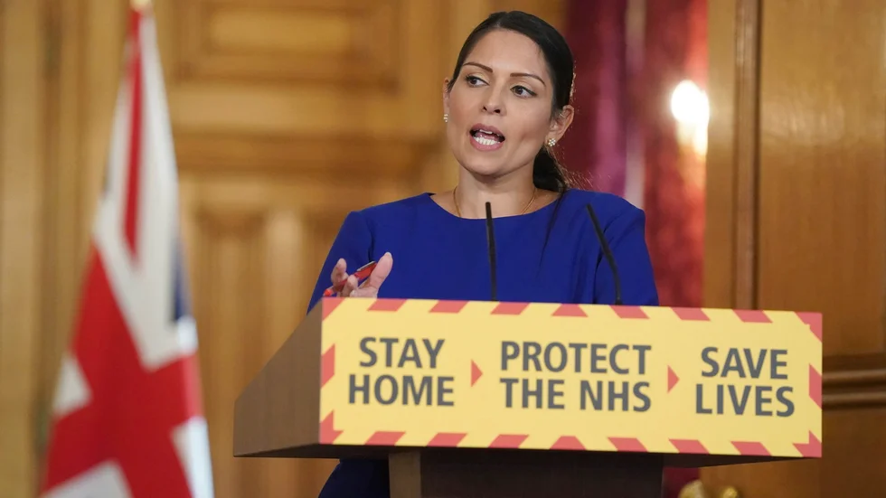 Storbritanniens inrikesminister Priti Patel. Arkivbild.