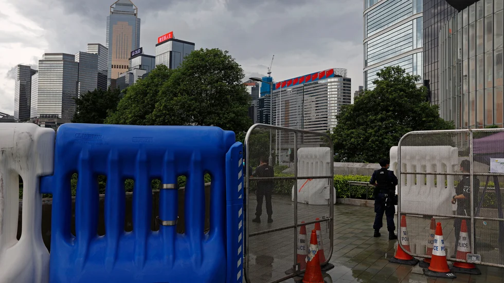Spänt läge i Hongkong. Bild från i fredags.