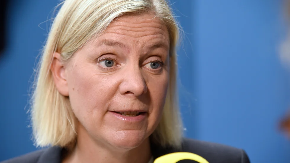 Finansminister Magdalena Andersson kritiseras i debattartikeln för bristande stöd till näringslivet. 