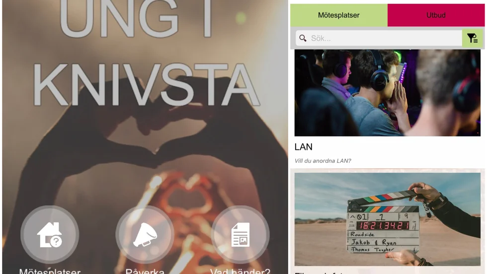 Med appen "Ung i Knivsta" hoppas kommunen hitta en gemensam digital kommunikationskanal. Appen är indelad i kategorier som ”Hur mår du?”,  ”Vad händer?" och "Påverka". 