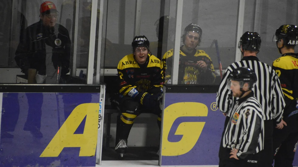 Eddie Levin under en match med Vimmerby Hockey förra säsongen.