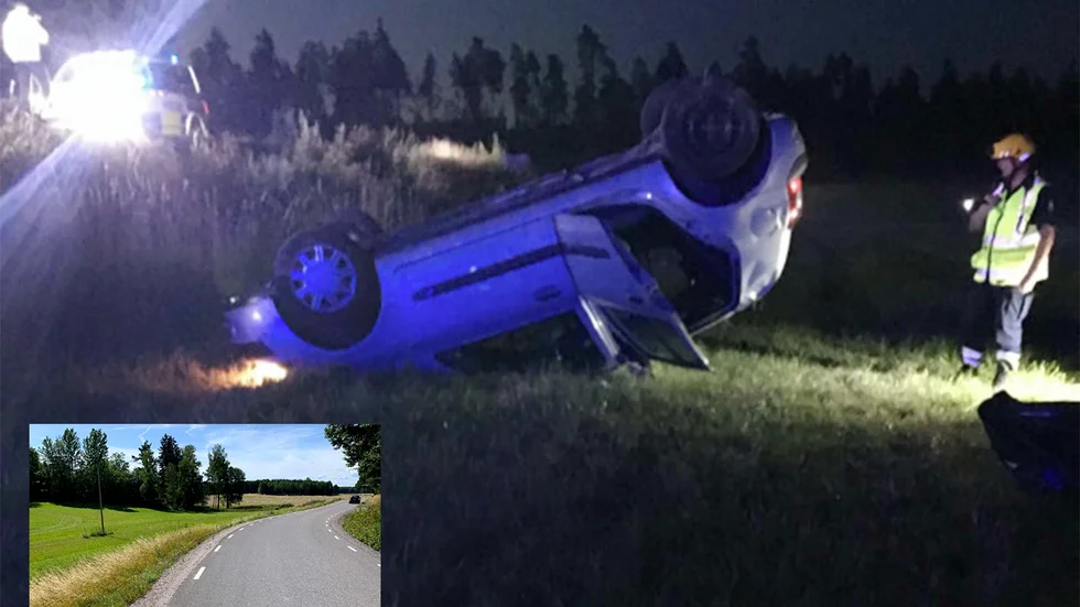 Olyckan inträffade på väg 811. Bilen voltade och hamnade på taket. En tonåring slungades ut genom rutan. Han fick svåra hjärnskador och vårdas på sjukhus.