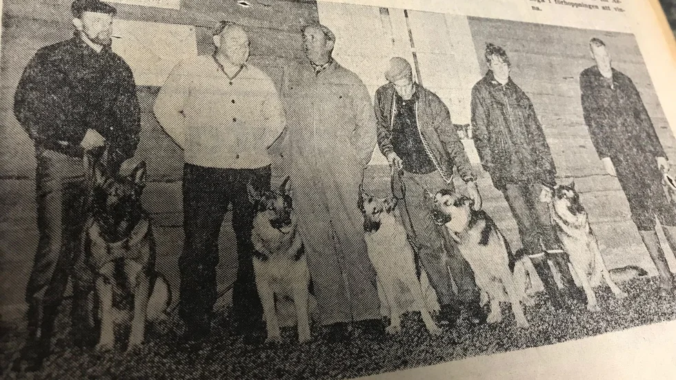 Kuriren för 50 år sedan: De ska tävla i bruks-SM i Arboga. Fr v Bengt Karlsson med Edo, Arne Lord med Yrjang, Erik Karlsson med Bonita, Axel Forsberg med Nalle, Göta Berglund med Norm och Karl Henry Johansson med Ray.