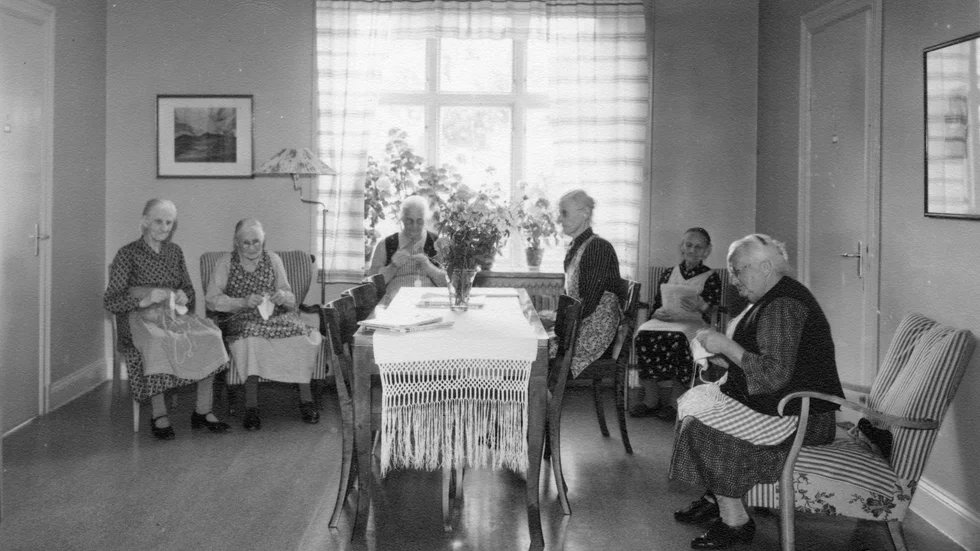 Dagrum på ålerdomshemmet. Bilden är odaterad, men härrör gissningsvis från 1940- eller 1950-talet.
