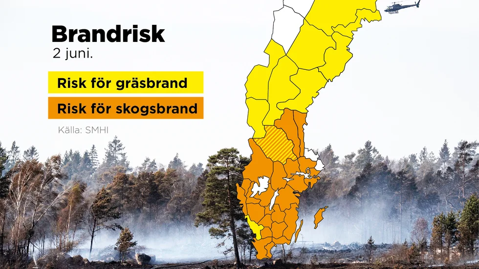 Risken för skogs- och gräsbrand är stor i flera delar av landet efter dagar av varmt och torrt väder.