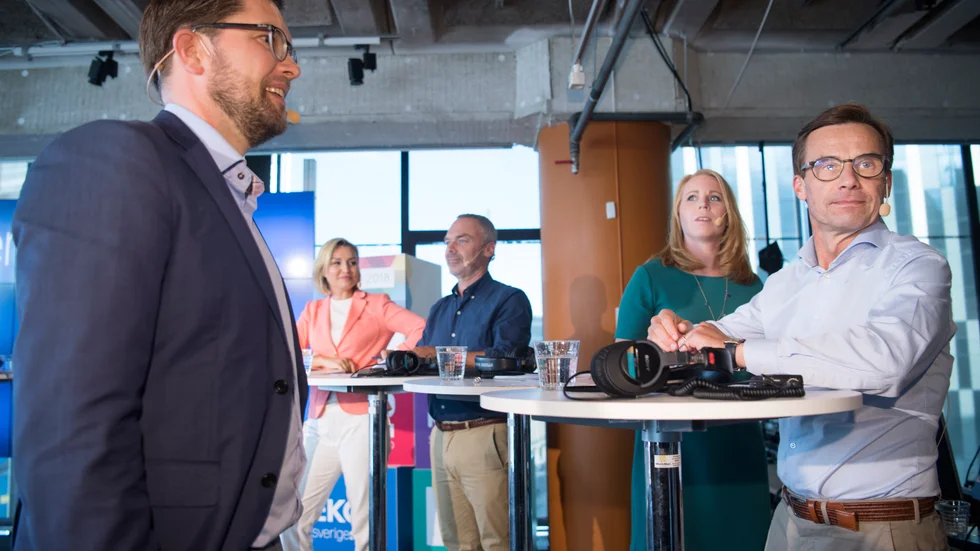 Jimmie Åkesson (SD), Ebba Busch (KD), Jan Björklund (L) fd partiledare, Annie Lööf (C) och Ulf Kristersson (M) utgör en borgerlig högermajoritet i riksdagen.