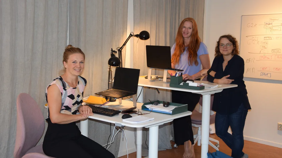 Pernilla Lirell (t v), Anna Hallberg och Jenny Furtenbach är tre av de fem som jobbar på Itid Tarinfos Skelleftekontor, som ser tillväxtmöjligheter.