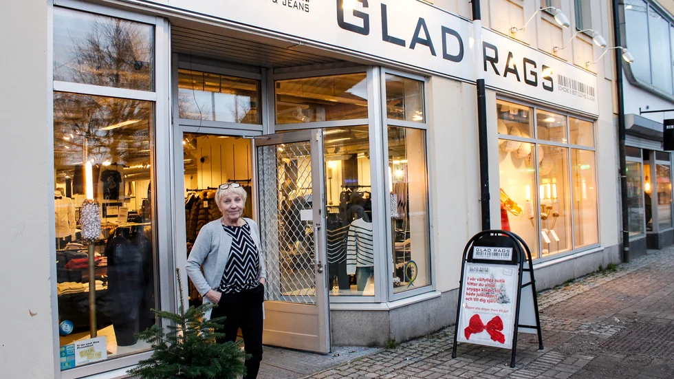 I 37 år hade Birgitta Wilson Druce Köpmangatan 14 som sin arbetsplats. I höst flyttar optikerkedjan Smarteyes in i lokalen där klädbutiken Glad Rags tidigare låg.