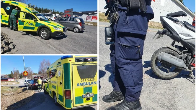 En bil och en moped krockade på lördagsmorgonen.