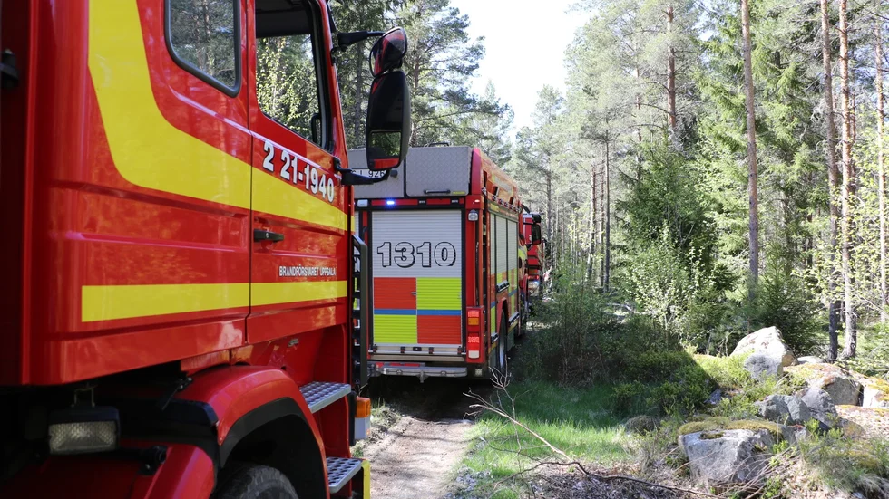Det brinner i skogen utanför Bruzaholm.