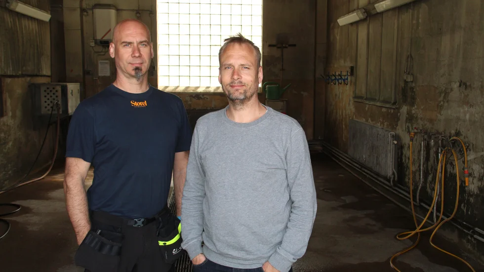 Företagarna Anders Gustavsson och Andreas Holm vill tillsammans byta ut den gamla tvätthallen vid Frendo och bygga en ny - men detaljplanen försvårar planerna.