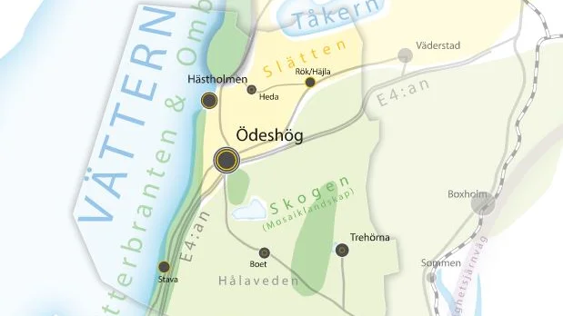 Slätten, skogen och Vättern skapar Ödeshögs kommun.