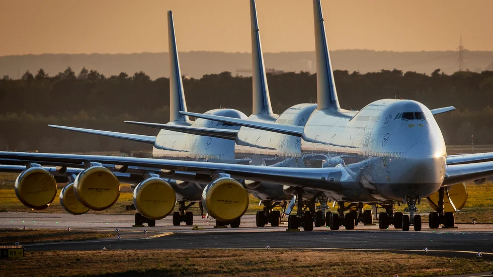 Lufthansa-plan av modellen 747 vid flygplatsen i Frankfurt i slutet av april.