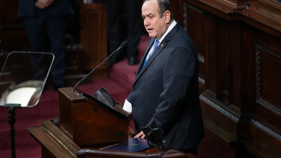 Guatemalas president Alejandro Giammattei. Arkivbild.