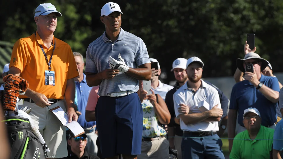 Tiger Woods och caddien Joe LaCava. Arkivbild.