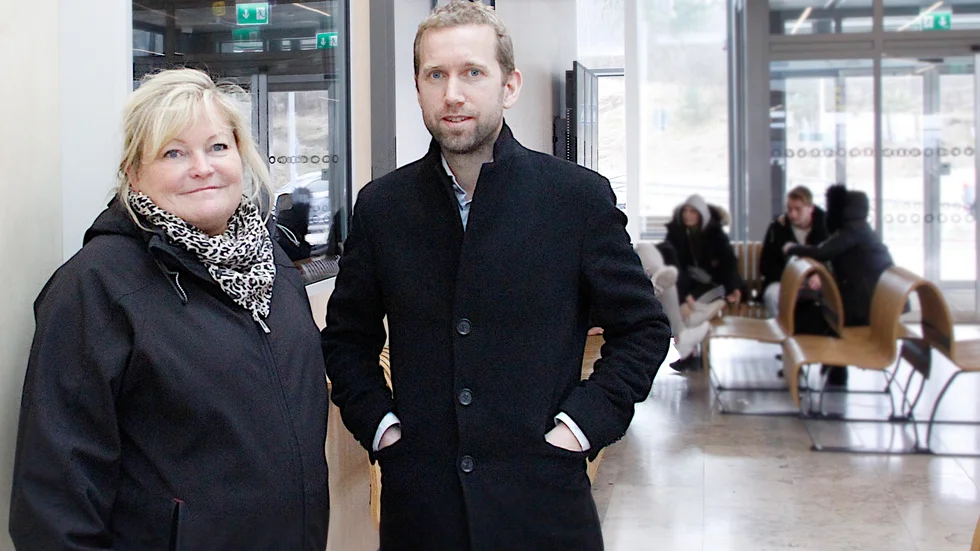 Näringslivsprofilen Christine Blomqvist Gyllby är ett av Moderaternas nya toppnamn. Här på bild med kommunstyrelsens ordförande Jacob Högfeldt.