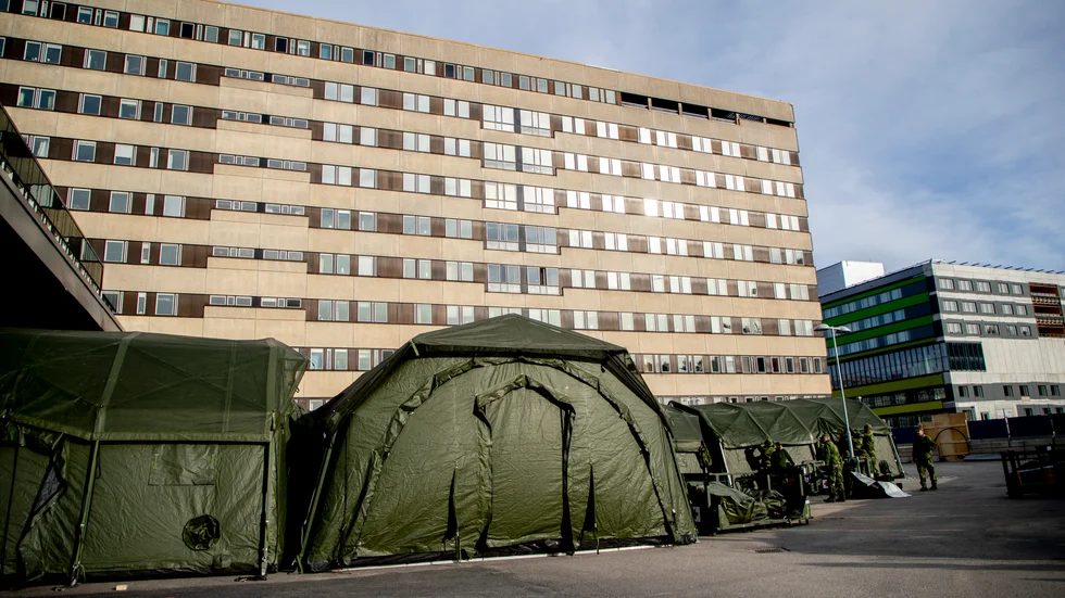 Fältsjukhuset utanför Östra sjukhuset i Göteborg slutar att lägga in nya patienter. Arkivbild.