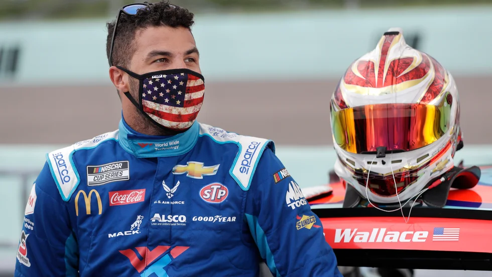 Nascarföraren Bubba Wallace förra söndagen.