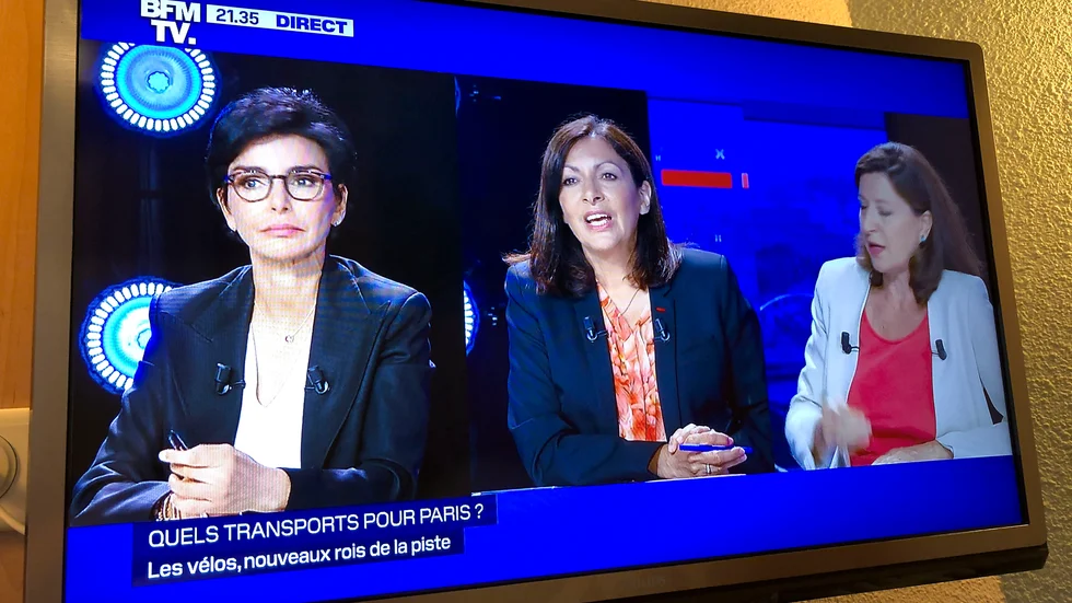 Borgmästarkandidaterna i Paris, Rachida Dati, Anne Hidalgo och Agnès Buzyn, i sin sista tv-debatt inför söndagens val.