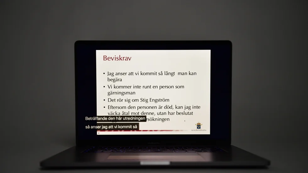 På den digitala pressträffen förrförra veckan pekade åklagaren Krister Petersson ut "Skandiamannen", Stig Engström, som misstänkt för Palmemordet. Arkivbild