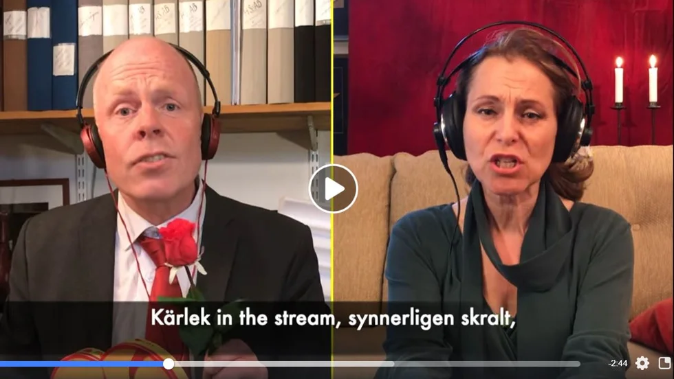 Jacke Sjödin och Helen Sjöholm gör Kenny Rogers och Dolly Partons duett "Islands in the stream" med ny text och ny titel - "Kärlek in the stream".