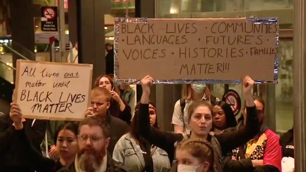 En Black lives matter-demonstration i Perth, Australien, tidigare i veckan.