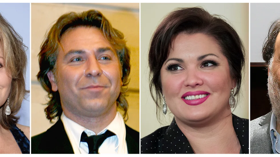 Från vänster: Renée Fleming, Roberto Alagna, Anna Netrebko och Bryn Terfel är några av artisterna som kommer att uppträda på The Mets "At home gala" den 25 april.
