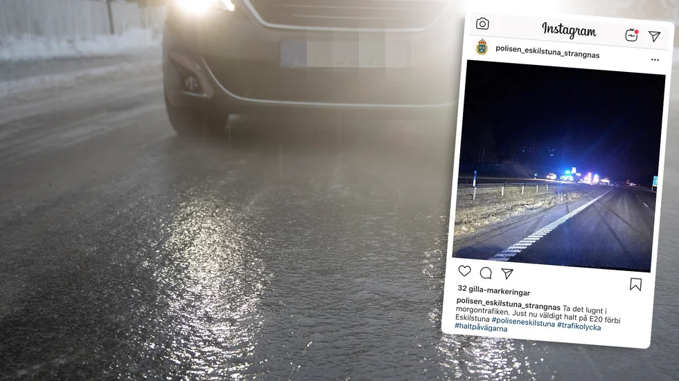 Både Trafikverket och Polisen varnar för halka. Bilister uppmanas att ta det lugnt.