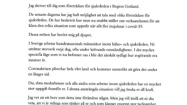 På måndagen hittade hälso- och sjukvårdsdirektör Marie Loob detta brev från kronprinsessan Victoria.