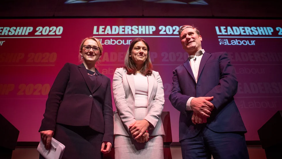 Kandidaterna Rebecca Long-Bailey, Lisa Nandy and Keir Starmer. Arkivbild.