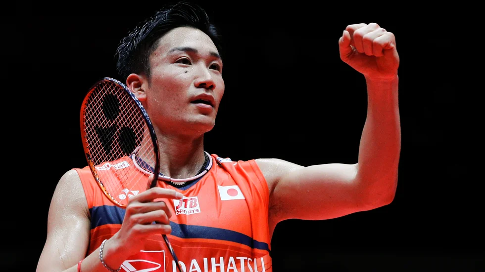 Kento Momota satsar på OS-guld efter bilkraschen i januari. Arkiv.