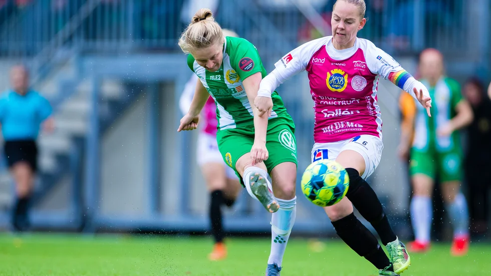 Agnes Nyberg i den historiska matchen mot Hammarby i oktober. 