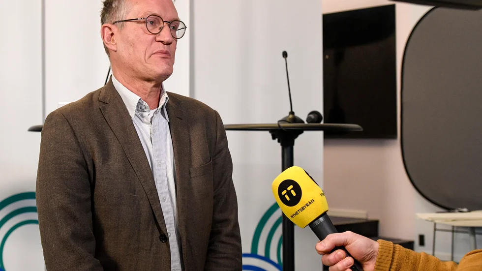 Statsepidemiolog Anders Tegnell vid måndagens pressträff på Folkhälsomyndigheten gällande coronaviruset.