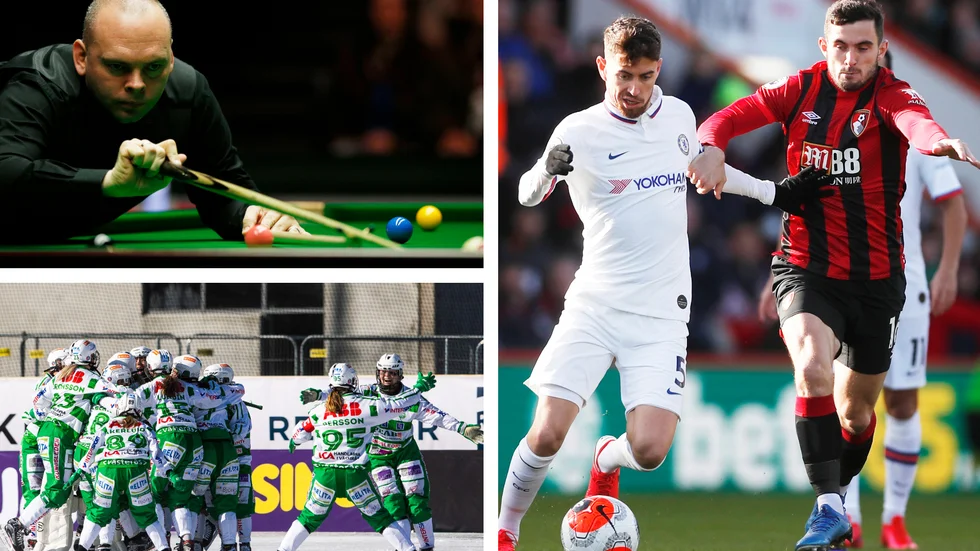 Sporthelgerna är fattiga i coronatider. Stuart Bingham får vänta på att spela snooker, premier league är uppskjutet. Bandyfinalerna spelades den gångna helgen, men utan publik.