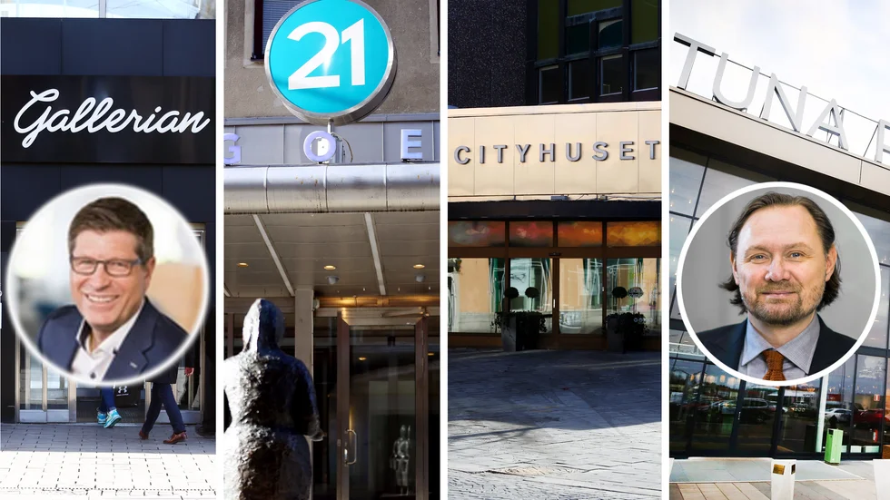 Till vänster Lennart Berg, vice vd Mälarstaden AB som förvaltar Gallerian och till höger Eric Lind, uthyrningsansvarig för Tuna park.