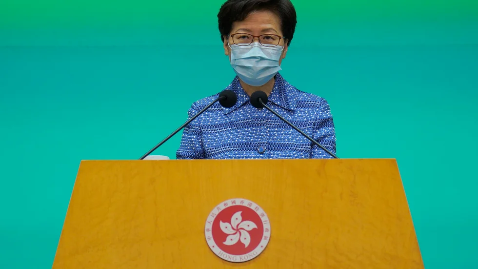 Hongkongstyrets chefsminister Carrie Lam. Arkivbild.