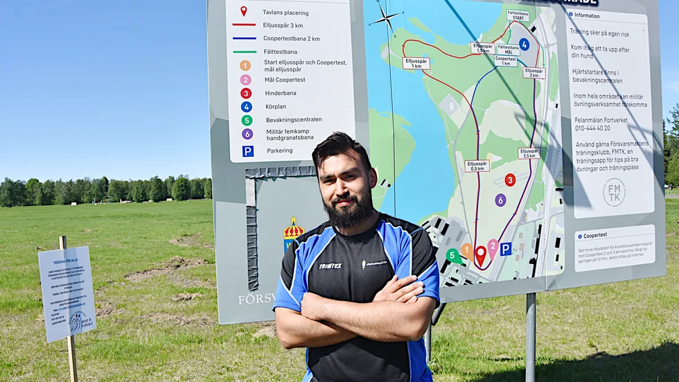 Albin Haglund på I 19 har komponerat ihop ett cirkelvarv med 17 olika övningar på Pampas. 