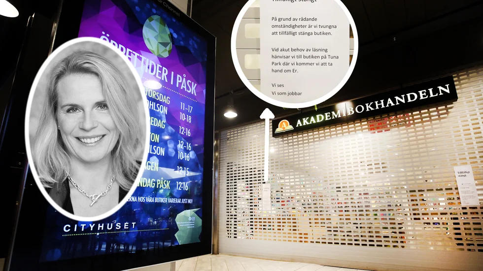 "De medarbetare som vanligtvis jobbar i butiken i Eskilstuna centrum jobbar nu i stället i butiken i Tuna park", säger Maria Edsman, vd på Akademibokhandeln.