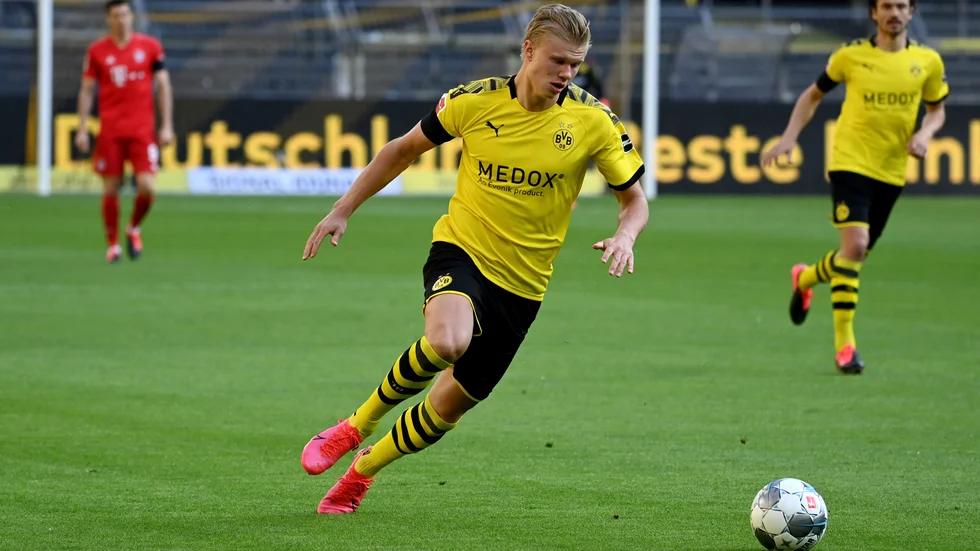 Erling Braut Haaland missar Dortmunds match på söndag.