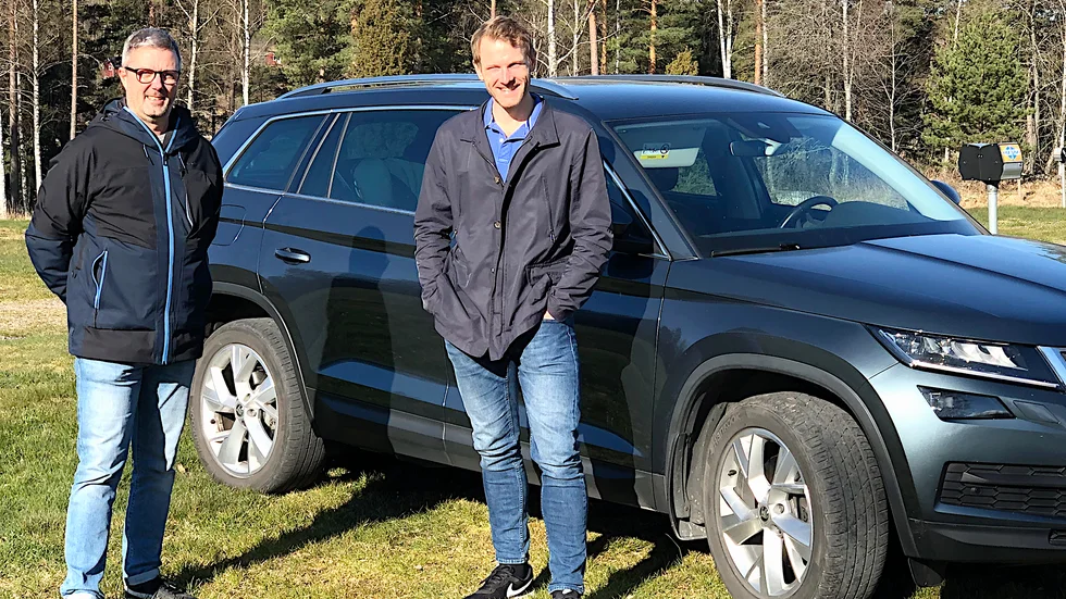 Patric Engqvist, Vimmerby kommuns utvecklingsavdelning och Marcus Alsér, Företagarna i Vimmerby, är arrangörer av nästa smittskyddade arrangemang när God kväll Vimmerby Tillsammans intar parkeringen vid campingen.