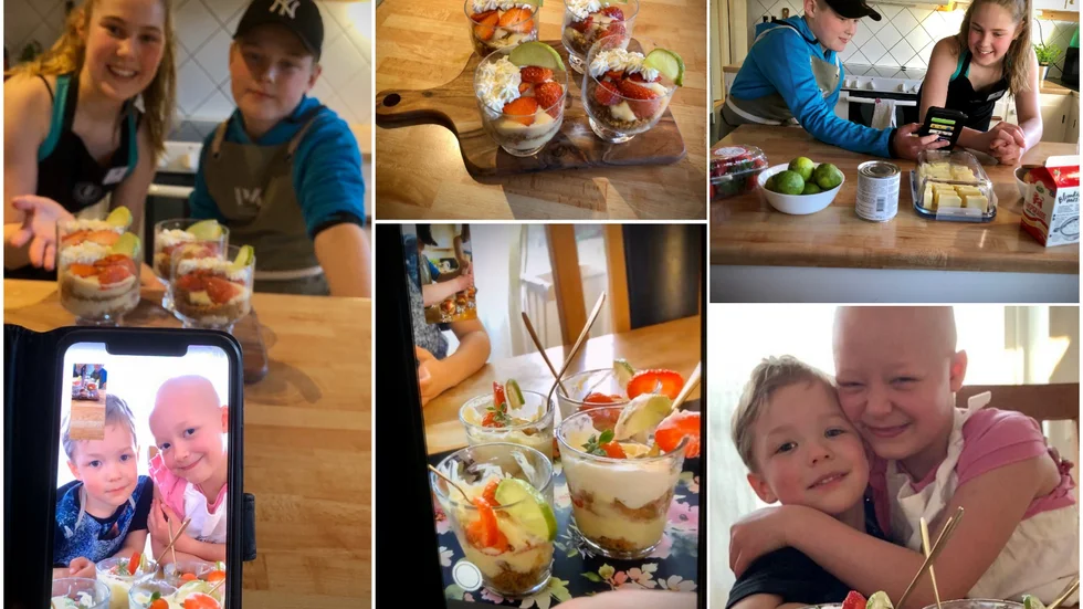 Amanda och lillebror Hugo utmanade Isabelle och hennes lillebror Leon på matlagningstävling på distans när de inte kunde träffas på grund av coronasmittan. 