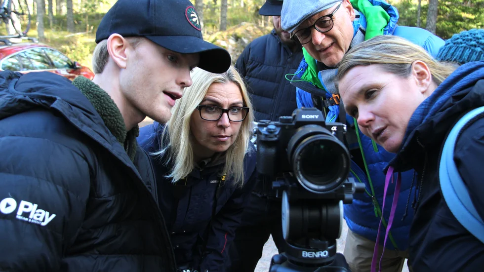 "Blev filmen bra?", frågar sig Alfred Rombo, Josefine Schön, Johan Egelius och Ulrika Sundberg som under måndagen var i Rimforsa för att filma marknadsföringsmaterial till EU-projektet Lakesperience.