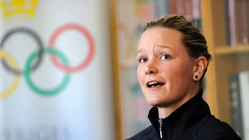 Dåvarande lagkaptenen Johanna Wiberg inför OS 2012. Arkivbild.