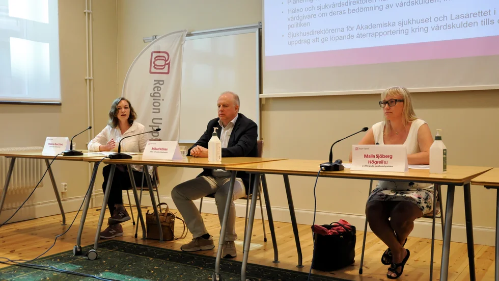 Malin Sjöberg Högrell (L) och Malena Ranch (MP) berättar om den vårdskuld som väntar Region Uppsala.