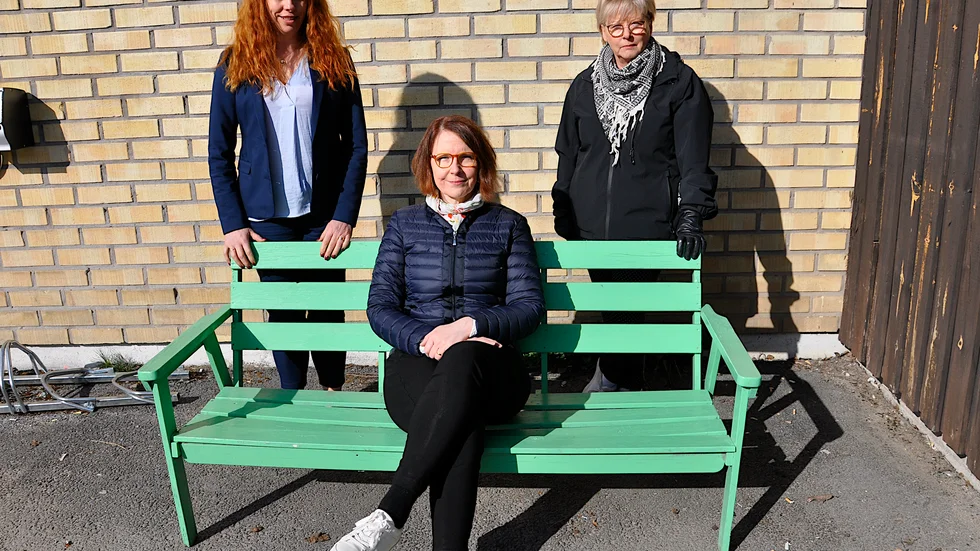 Hemtjänstchefen Marie-Helene Ståhl, Socialnämndens ordförande Beatrice Öman(S) Gun-Marie Bjurholt, avdelningschef för biståndsenheten.