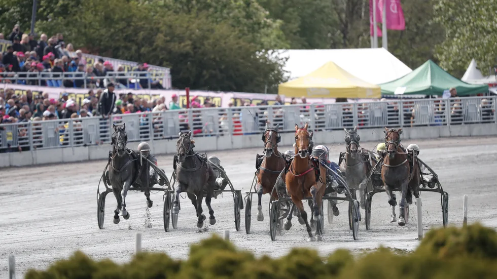 Elitloppet i fjol. Årets tävling genomförs utan publik.