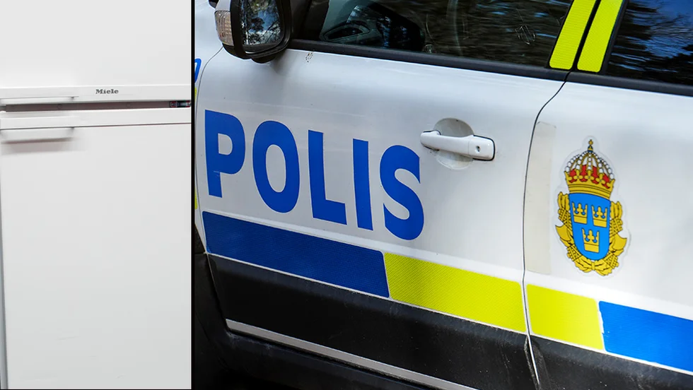 En bilist tappade ett kylskåp på E 20 utanför Strängnäs vid lunchtid på söndagen.