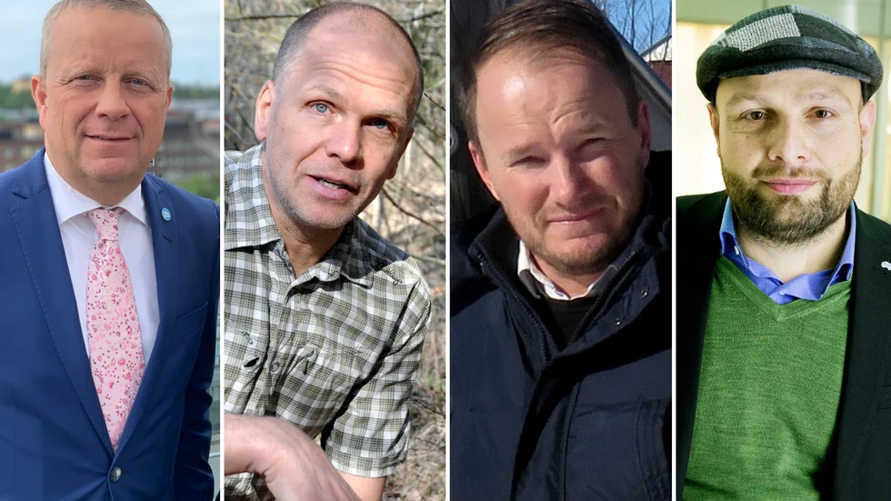 Från vänster Fredrik Ahlstedt (M), Rickard Malmström (MP), Tobias Smedberg (V) och Mohamad Hassan (L) är fyra av de politiker som svarat på frågan vilka åtgärder de vill sätta in för att stoppa ungdomsbrottsligheten.