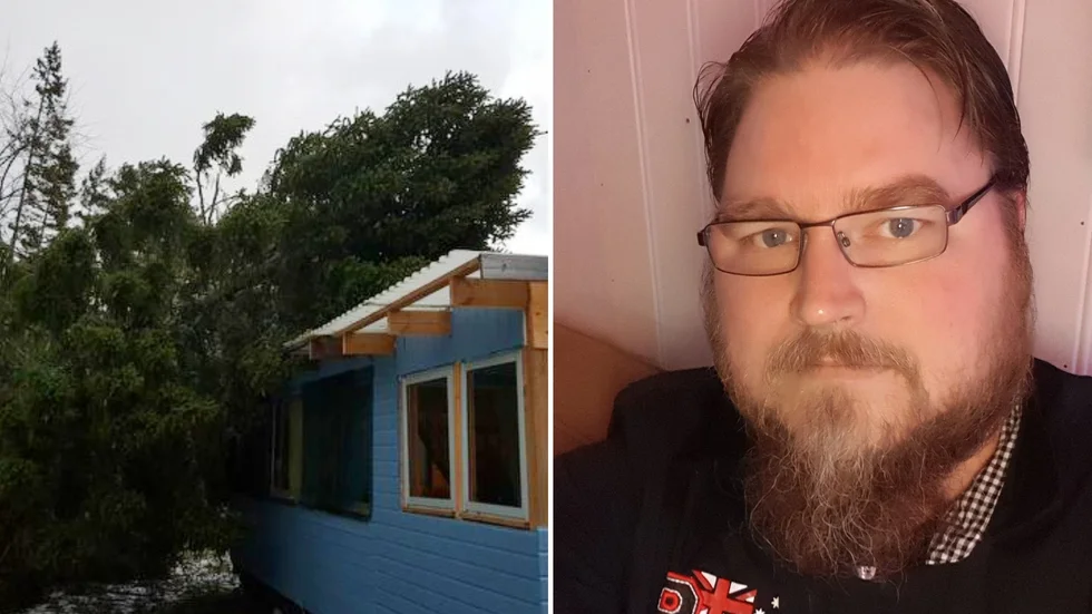 Patrik Fondelius fick ett tiotal träd på sin veranda när stormen kom.