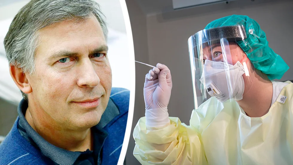Göran Stenlund är biträdande verksamhetschef på infektionskliniken på Mälarsjukhuset. Bilden till höger visar hur coronaproven tas i Oslo.
